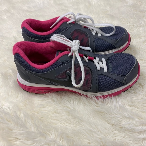 Nike Dual Fusion Run Pink and Gray Lace Up Athletic Shoes - Picture 3 of 8